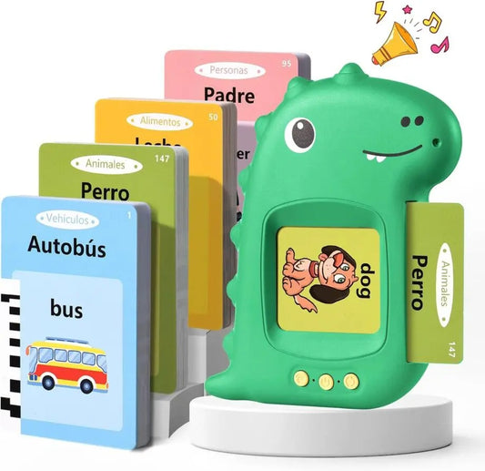 Lector de tarjetas interactivo de Inglés y Español (Dinosaurio)